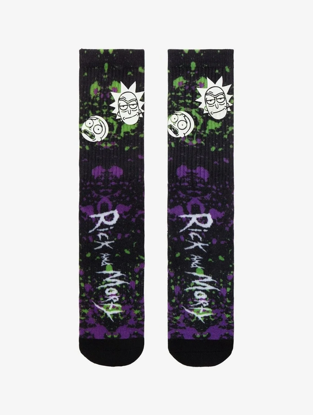 Rick And Morty Heads Paint Splatter Crew Socks